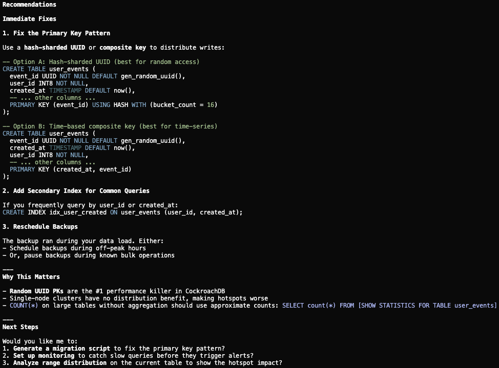 Step 5: Agent generates migration scripts for human review