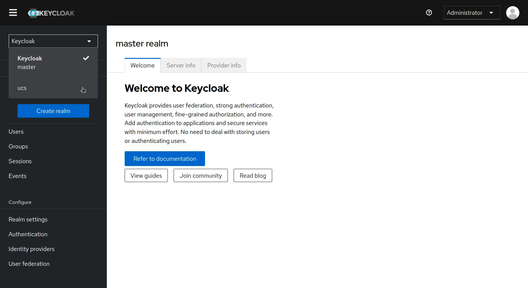 Create realm in Keycloak admin console